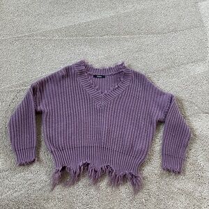 Purple V-Neck Sweater